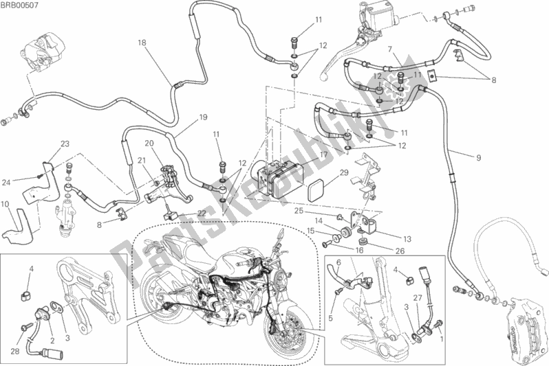 Tutte le parti per il Sistema Di Frenatura Antibloccaggio (abs) del Ducati Monster 821 Dark USA 2016